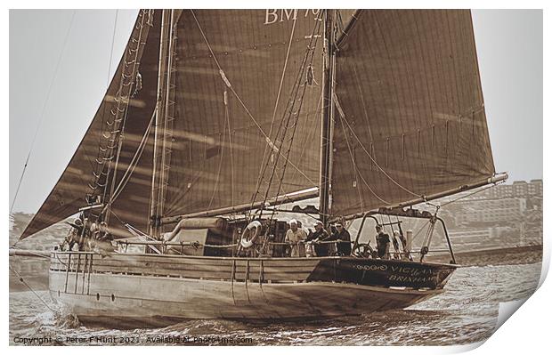 Brixham Sailing Trawler Vigilance BM 76 Print by Peter F Hunt