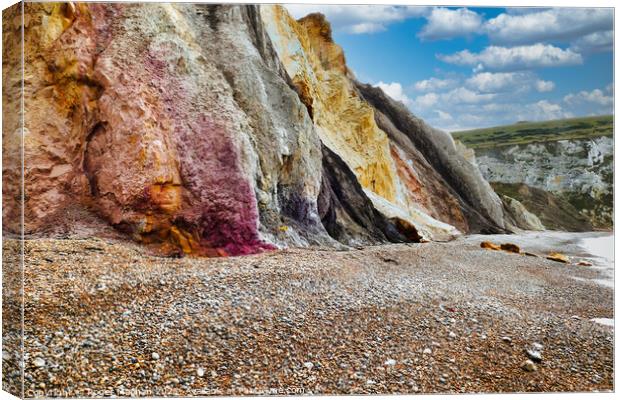 Vibrant Cliffs of Alum Bay Isle of Wight Canvas Print by Roger Mechan
