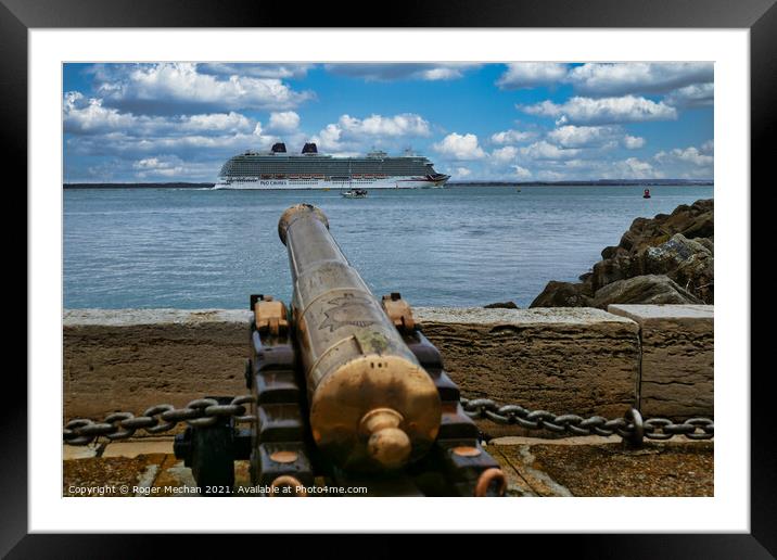 Cannons on the Isle of Wight Framed Mounted Print by Roger Mechan