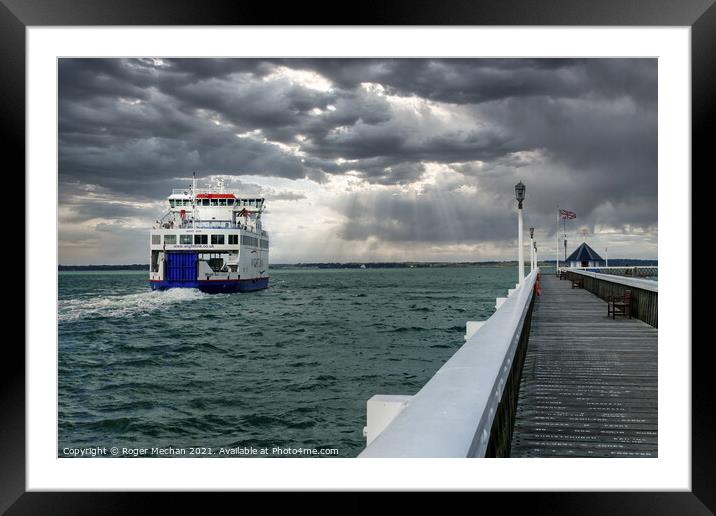 Car ferry leaving Lymington Isle of Wight Framed Mounted Print by Roger Mechan