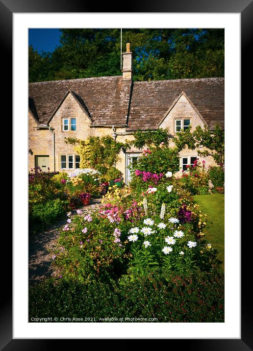 Bibury cottage garden Framed Mounted Print by Chris Rose