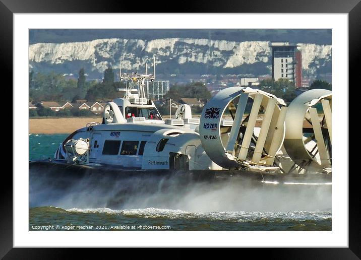 Hovercraft departing from Ryde of the Isle of Wigh Framed Mounted Print by Roger Mechan
