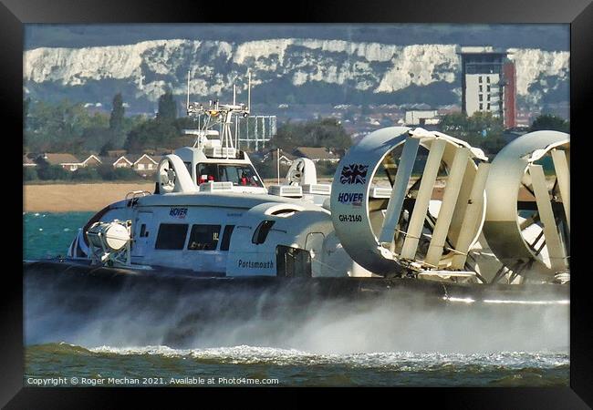 Hovercraft departing from Ryde of the Isle of Wigh Framed Print by Roger Mechan