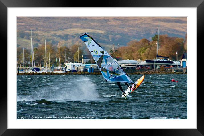 Windsurfing at Rhu Framed Mounted Print by Ros Ambrose