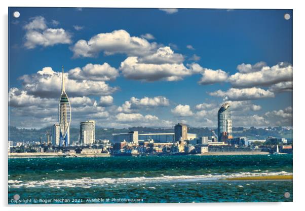 Towering Over Solent Acrylic by Roger Mechan