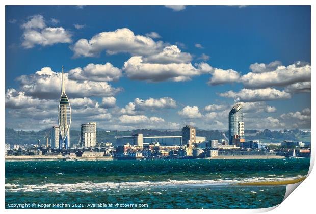 Towering Over Solent Print by Roger Mechan