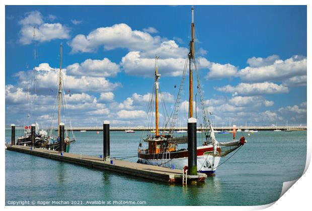 Classic yachts on the Isle of Wight Print by Roger Mechan