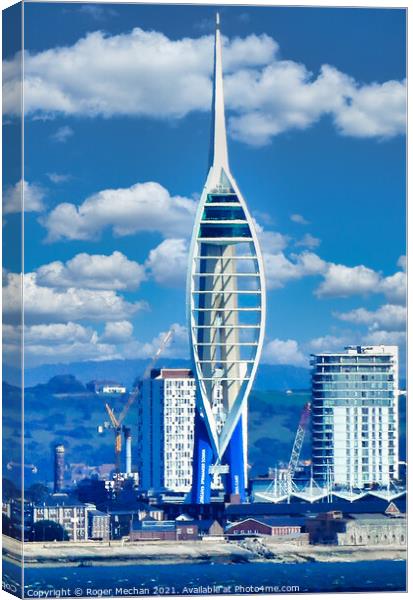 Towering Over Portsmouth Canvas Print by Roger Mechan