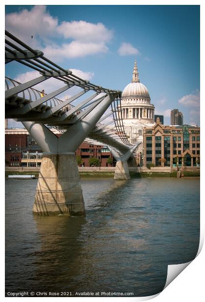 London Bankside, St Pauls view Print by Chris Rose