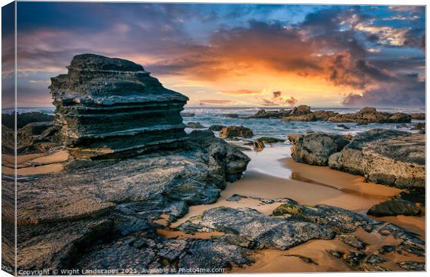 Sunset At Castelejo Beach Canvas Print by Wight Landscapes
