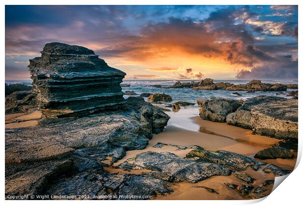 Sunset At Castelejo Beach Print by Wight Landscapes