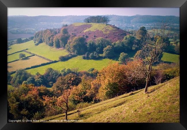 Uley Bury view Framed Print by Chris Rose