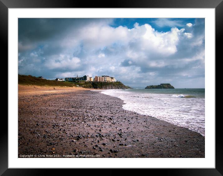 Tenby South Beach Framed Mounted Print by Chris Rose