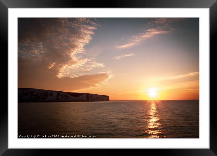 Dover, Channel ferry sunrise Framed Mounted Print by Chris Rose