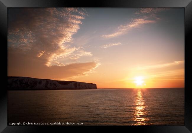 Dover, Channel ferry sunrise Framed Print by Chris Rose