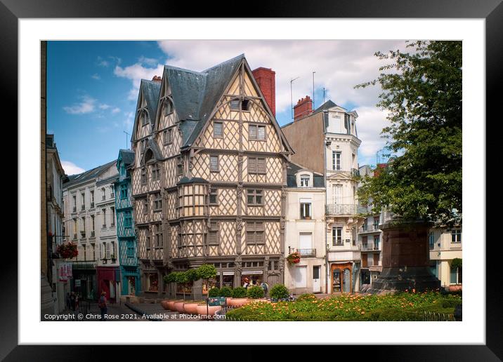 Angers, traditional timbered buildings Framed Mounted Print by Chris Rose