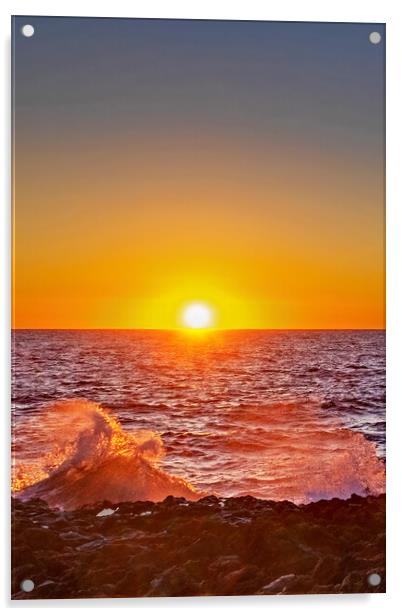 Sunrise from Los Cocoteros, Lanzarote Acrylic by Joyce Storey