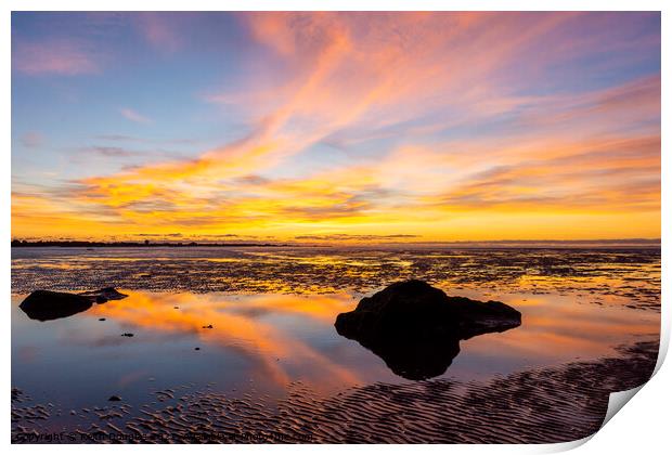 Autumn Sunset over Morecambe Bay (2) Print by Keith Douglas