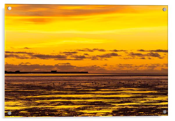 Autumn Sunset over Morecambe Bay (3) Acrylic by Keith Douglas