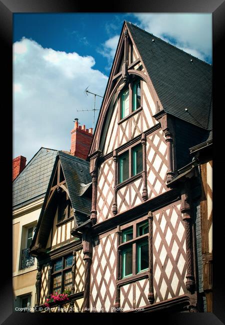 Angers, traditional timbered buildings Framed Print by Chris Rose