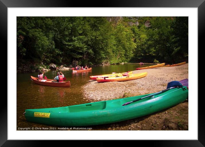 River Cele, Kayaks Framed Mounted Print by Chris Rose