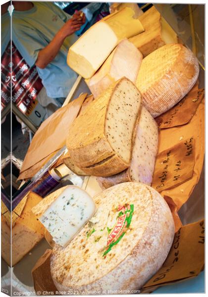 Cajarc, street market cheeses Canvas Print by Chris Rose