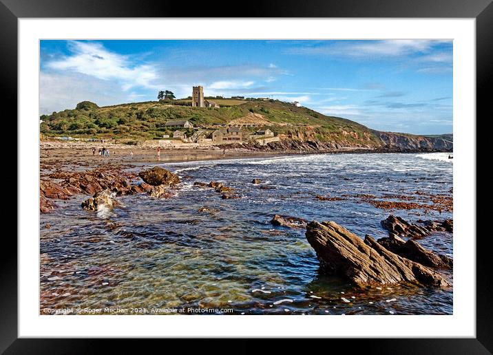 Serene View of Wembury Beach Framed Mounted Print by Roger Mechan