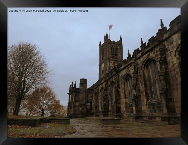 Dusk at Lancaster Priory Church Framed Print by Lilian Marshall