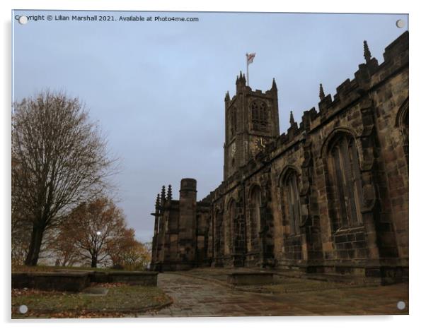 Dusk at Lancaster Priory Church Acrylic by Lilian Marshall