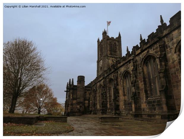Dusk at Lancaster Priory Church Print by Lilian Marshall