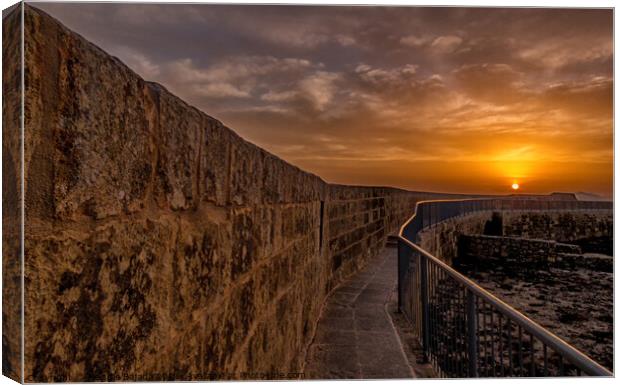 View of Sunrise from Citadel, Gozo Malta Canvas Print by Maggie Bajada
