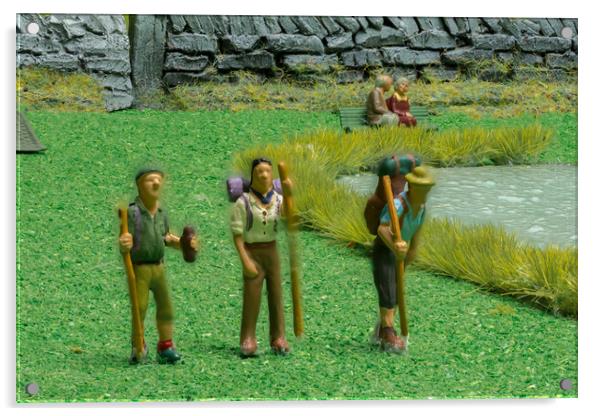 Hikers At The Country Park Acrylic by Steve Purnell