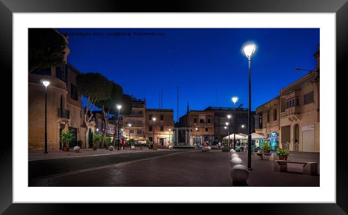 Picturesque Night/Dusk Scene at St Francis Square, Framed Mounted Print by Maggie Bajada
