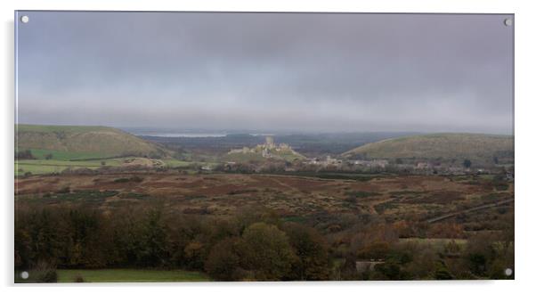 Corfe Castle Acrylic by Alan Jackson