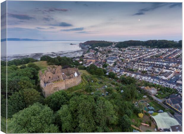 Oystermouth Castle and Mumbles village Canvas Print by Leighton Collins