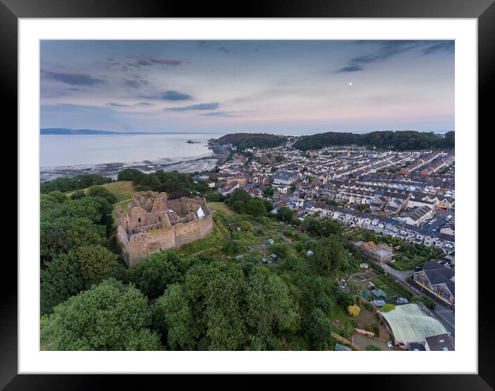 Oystermouth Castle and Mumbles village Framed Mounted Print by Leighton Collins