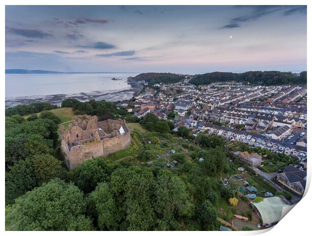 Oystermouth Castle and Mumbles village Print by Leighton Collins