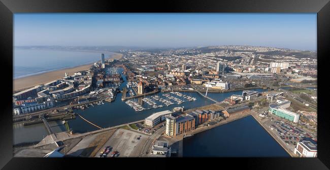 Swansea City marina and town centre Framed Print by Leighton Collins