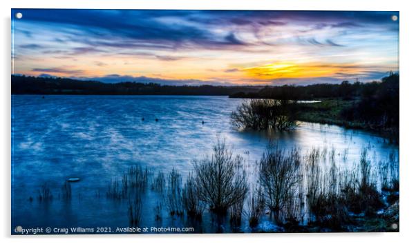Weirwood Resevoir Sunset  Acrylic by Craig Williams