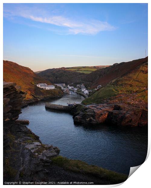 Before sunset in Boscastle Print by Stephen Coughlan