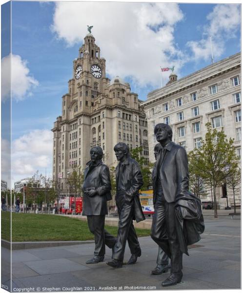The Beatles & Liver Building Canvas Print by Stephen Coughlan