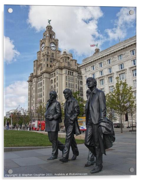 The Beatles & Liver Building Acrylic by Stephen Coughlan