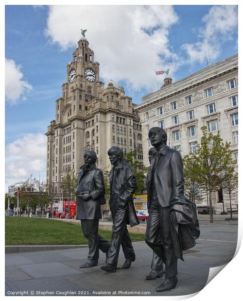 The Beatles & Liver Building Print by Stephen Coughlan