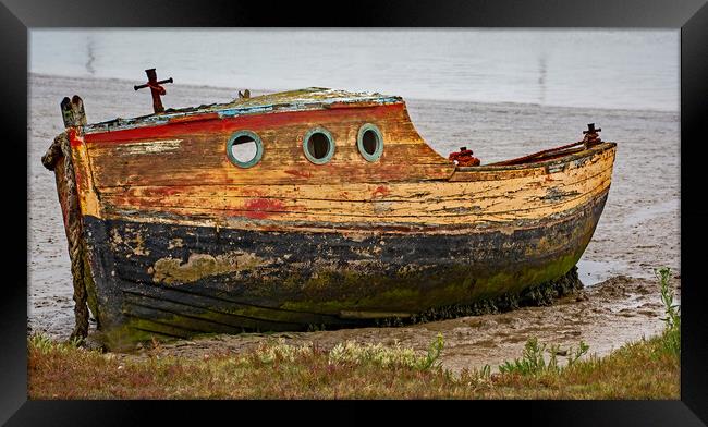 Boat on the Mud Framed Print by Joyce Storey