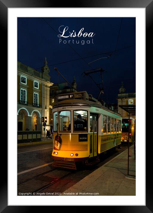 Lisbon Nights - Travel Art Framed Mounted Print by Angelo DeVal