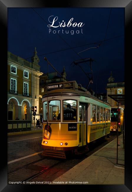 Lisbon Nights - Travel Art Framed Print by Angelo DeVal
