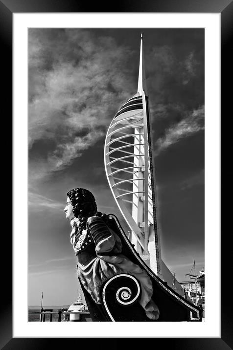 Figurehead in front of The Spinnaker  Framed Mounted Print by Joyce Storey