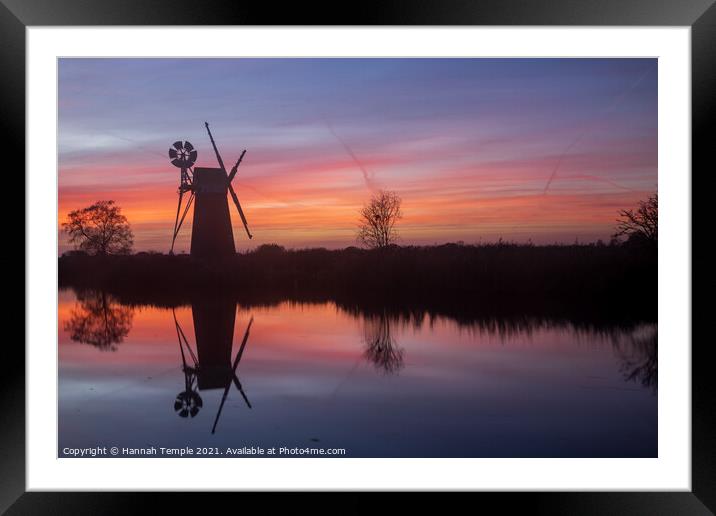 Turf Fen Drainage Mill at Sunset  Framed Mounted Print by Hannah Temple