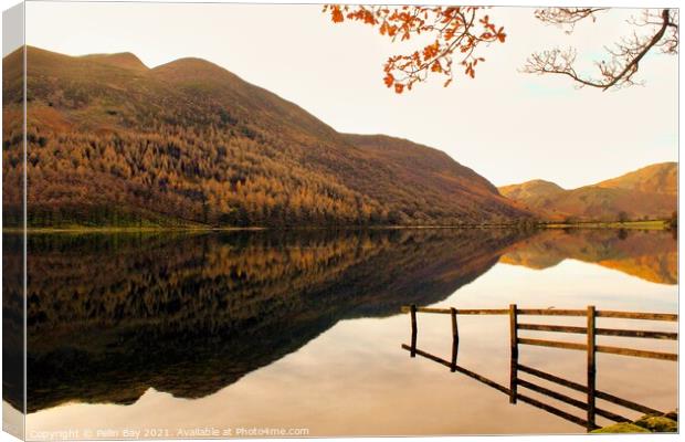 Warm reflections on the lake Canvas Print by Pelin Bay