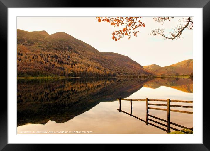 Warm reflections on the lake Framed Mounted Print by Pelin Bay